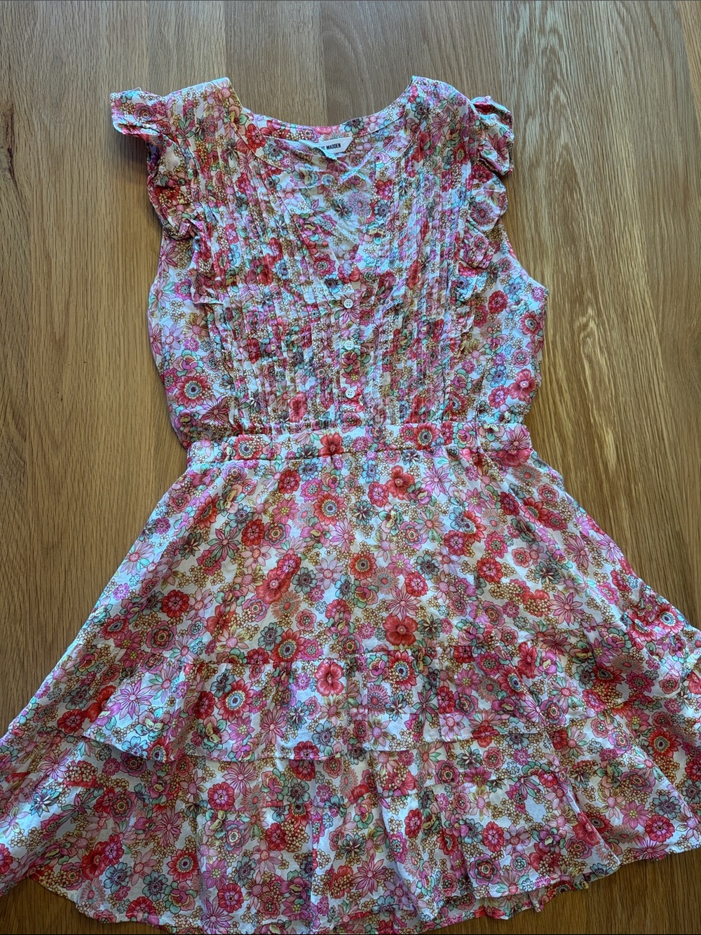 Steve Madden Pink Floral Tiered Mini Dress